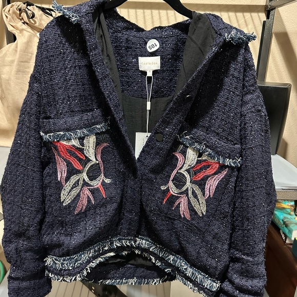 Anthropologie Foxiedox Jacket with Floral Takeo Embroidery Size Medium NWT - Picture 8 of 9